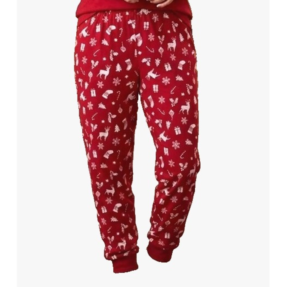 Family Pj Christmas Sleep Pants Red Women XL Pull on Christmas Hollidays Comfort